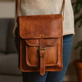 Vintage Leather Crossbody Bag for Men & Women, Full Grain Leather Messenger Bag, Handmade Rustic Shoulder Satchel, Everyday Travel Sling Bag