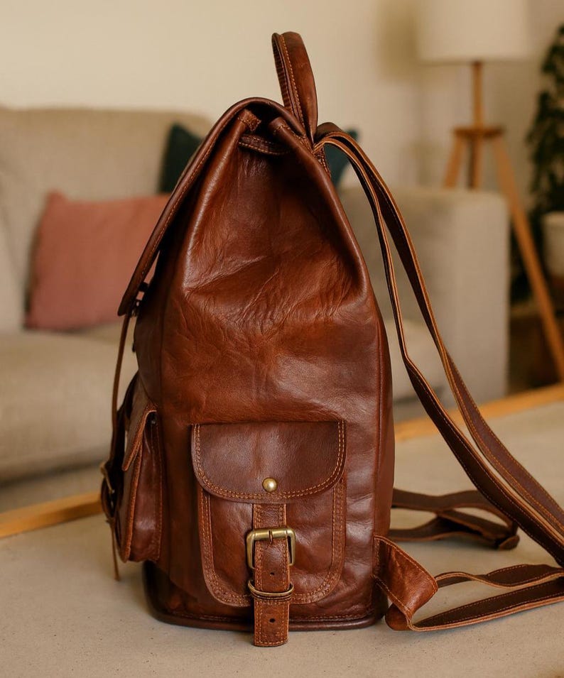 Leather Backpack for Men & Women, Handmade Vintage Laptop Backpack, Travel Leather Rucksack, College Work Bag, Gift