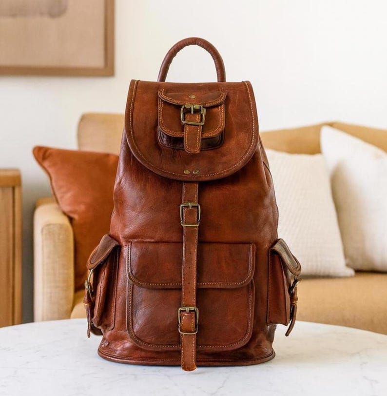 Leather Backpack for Men & Women, Handmade Vintage Laptop Backpack, Travel Leather Rucksack, College Work Bag, Gift