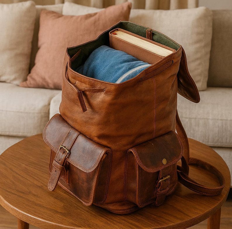 Leather Backpack for Men & Women, Handmade Vintage Laptop Backpack, Travel Leather Rucksack, College Work Bag, Gift