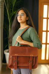 Full Grain Leather Satchel Bag, Mens Leather Laptop Bag, Vintage Messenger Briefcase, Handmade Crossbody Work Bag