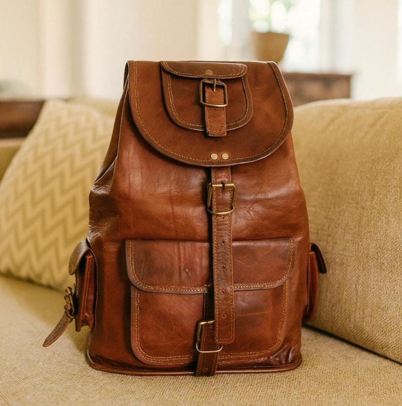 Leather Backpack for Men & Women, Handmade Vintage Laptop Backpack, Travel Leather Rucksack, College Work Bag, Gift