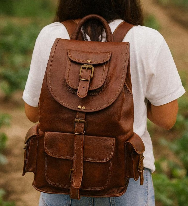Leather Backpack for Men & Women, Handmade Vintage Laptop Backpack, Travel Leather Rucksack, College Work Bag, Gift