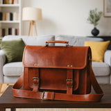 Full Grain Leather Satchel Bag, Mens Leather Laptop Bag, Vintage Messenger Briefcase, Handmade Crossbody Work Bag